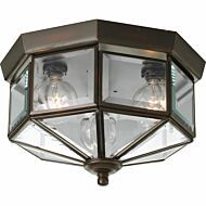 Beveled Glass 3-Light Flush Mount in Antique Bronze