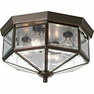 Beveled Glass 4-Light Flush Mount in Antique Bronze