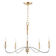 Clarion Five Light Chandelier in Polished Chrome   Satin Brass by Maxim