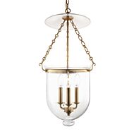 Hudson Valley Hampton 3 Light 25 Inch Pendant Light in Aged Brass