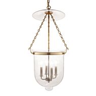 Hudson Valley Hampton 4 Light 31 Inch Pendant Light in Aged Brass