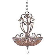 Kalco Chesapeake 6 Light 24.5 Inch Pendant w/ Beaded Bowl Shade in Silver