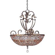 Kalco Chesapeake 7 Light 32 Inch Pendant w/ Beaded Bowl Shade in Silver