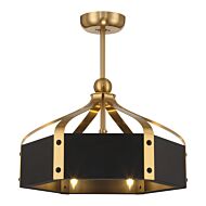 Sheffield LED Fan D'Lier in Matte Blackith Warm Brass Accents by Savoy House