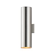 Outpost Two Light Outdoor Wall Lantern in Brushed Aluminum by Maxim