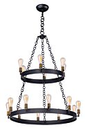 Noble 16-Light Chandelier in Black with Natural Aged Brass