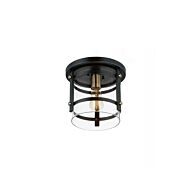 Capitol One Light Flush Mount in Black   Antique Brass by Maxim