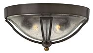 Hinkley Bolla 2-Light Flush Mount Outdoor Ceiling Light In Olde Bronze