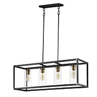 Capitol Four Light Linear Pendant in Black   Antique Brass by Maxim