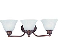 Maxim Malaga 19.5 Inch 3 Light Marble Glass Bathroom Vanity Light in Oil Rubbed Bronze