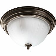 Melon Glass 2-Light Flush Mount in Antique Bronze