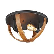 Maxim Compass 2 Light 16 Inch Ceiling Light in Antique Pecan and Black