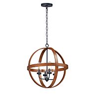 Maxim Compass 4 Light 25 Inch Pendant Light in Antique Pecan and Black