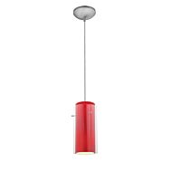 Access Glass`N Glass Cylinder Pendant Light in Brushed Steel