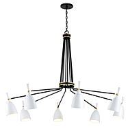 Corbett Utopia by Martyn Lawrence Bullard 8 Light Transitional Chandelier in Black Brass Off White Shades