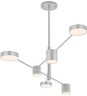 Sonneman Counterpoint™ 6 Light Pendant Light in Bright Satin Aluminum