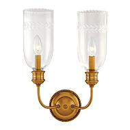 Hudson Valley Lafayette 2 Light 17 Inch Wall Sconce in Aged Brass