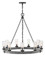 Hinkley Sawyer 9-Light Outdoor Pendant In Aged Zinc