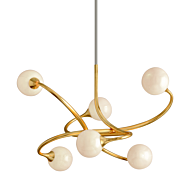 Corbett Signature 6 Light Modern Chandelier in Gold Leaf