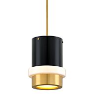 Beckenham 1-Light Pendant in Vintage Polished Brass with Black