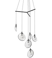 Sonneman Cantina 6 Light 15 Inch Pendant Light in Satin Black