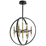 Nero LED Chandelier in Black W Aged Brass by Oxygen