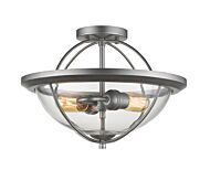 Z-Lite Persis 2-Light Semi Flush Mount Ceiling Light In Old Silver