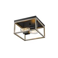 Millennium Lighting Bonnie 2-Light Flushmount Ceiling Light In Matte Black Grey Wood