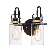 Maxim Magnolia 2 Light Bathroom Vanity Light in Bronze and Gold