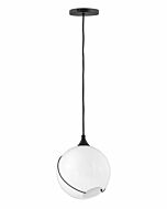 Hinkley Skye 1-Light Pendant In Black With Cased Opal Glass