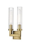 Z-Lite Beau 2-Light Wall Sconce In Rubbed Brass