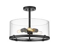 Z-Lite Callista 3-Light Semi Flush Mount Ceiling Light In Matte Black