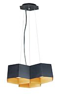 Maxim Honeycomb 3 Light Pendant Light in Black and Gold