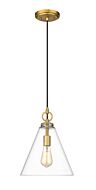 Z-Lite Harper 1-Light Pendant Light In Rubbed Brass