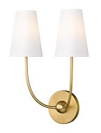 Shannon 2-Light Wall Sconce in Rubbed Brass