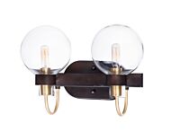 Maxim Bauhaus 2 Light Bathroom Vanity Light in Bronze and Satin Brass