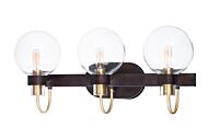 Maxim Bauhaus 3 Light Bathroom Vanity Light in Bronze and Satin Brass