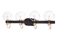 Maxim Bauhaus 4 Light Bathroom Vanity Light in Bronze and Satin Brass