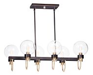 Maxim Bauhaus 6 Light Pendant Light in Bronze and Satin Brass