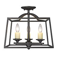 Athena 3-Light Semi-Flush Mount in Natural Black