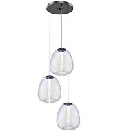 Sonneman Mela™ 3 Light Pendant Light in Satin Black