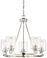 Minka Lavery Studio 5 5 Light Contemporary Chandelier in Polished Nickel