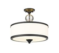 Z-Lite Cosmopolitan 3-Light Semi Flush Mount Ceiling Light In Matte Black