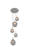 Meteor Five Light Pendant in Chrome by Kalco