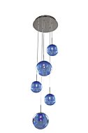 Meteor Five Light Pendant in Chrome by Kalco