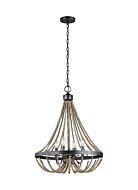 Sea Gull Oglesby 4 Light LED Rustic Chandelier in Washed Pine