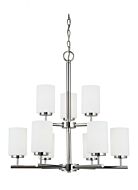 Sea Gull Oslo 9 Light Chandelier in Chrome