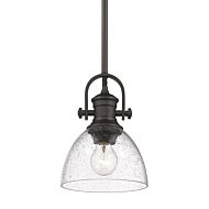 Hines RBZ One Light Mini Pendant in Rubbed Bronze by Golden