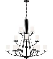 Sea Gull Robie 12 Light Rustic Chandelier in Midnight Black