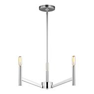 Vector Three Light Chandelier in Chrome by Visual Comfort Studio